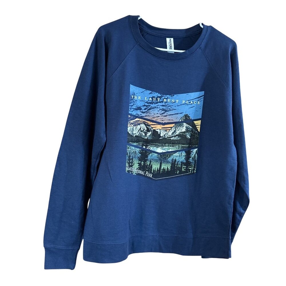 Glacier National Park Navy Blue Crewneck Sweatshirt M Independent Trading Co Cot